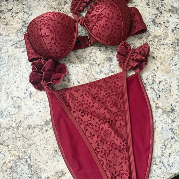 Andrea Iyamah Mulan ruffled bikini top and bottom. Size small. - Picture 1 of 16
